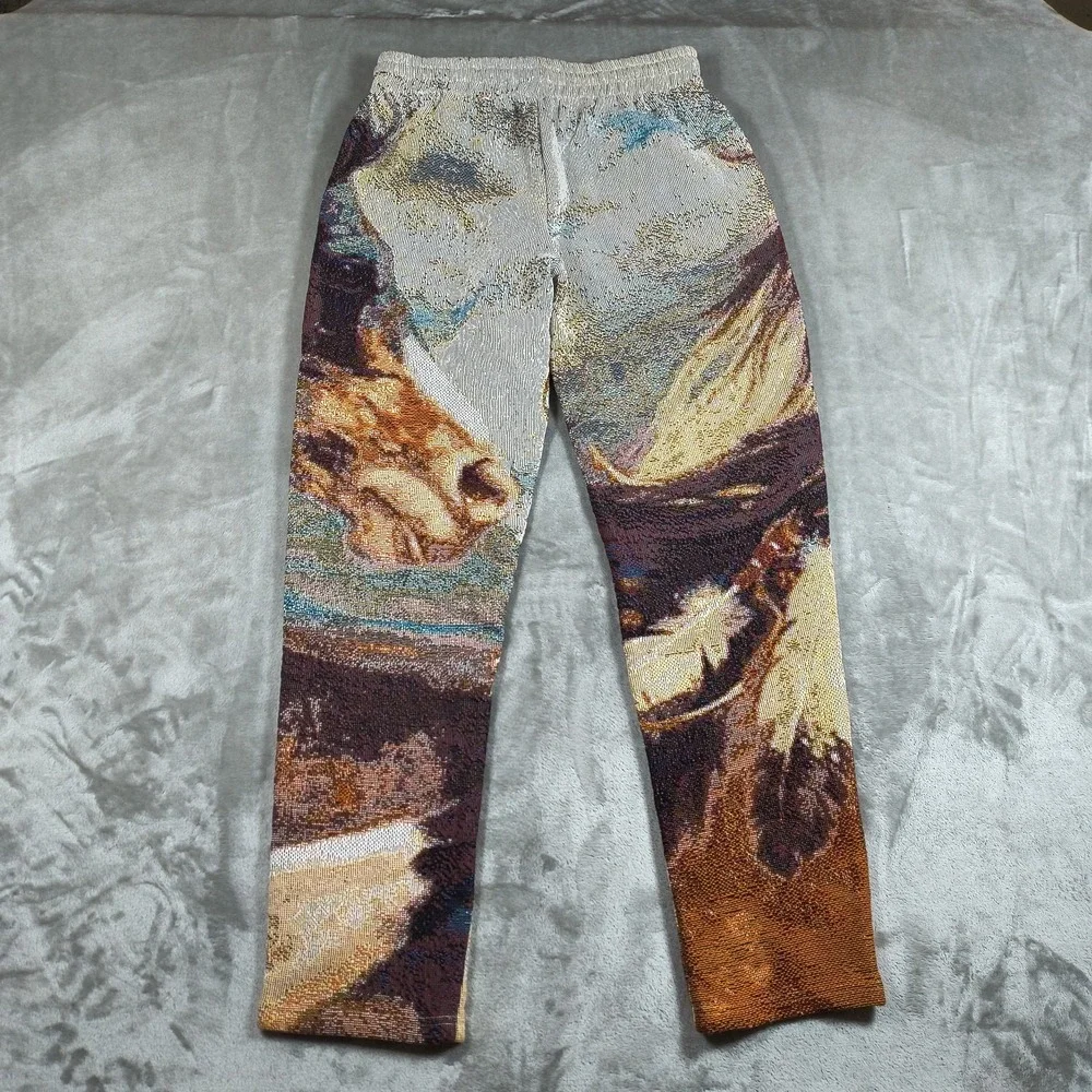 Retrovert Tapestry Pants Mens 28x29 Horses Pony Stallion Boho Knit Sweatpants - Picture 2 of 7